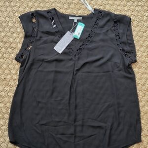 Daniel Rainn Black Blouse with Cut-Out Details